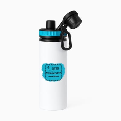 Hacebo® - liefste schoonvader van de wereld waterfles met draaidop blauw - Vader - de liefste schoonvader - vader cadeautjes - vaderdag - verjaardag - geschenk - kado - water fles - 850ML