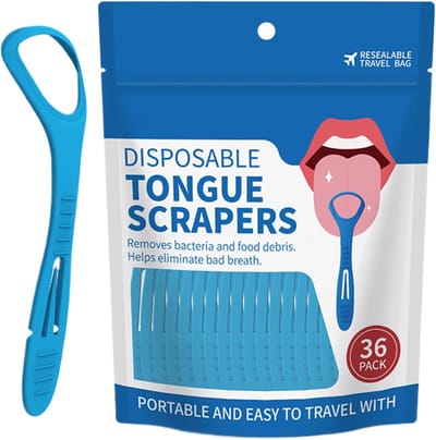 Tongreiniger - Tongschraper Mondreiniger - Frisse Adem - Antislip Handvat - 19 CM Lengte - Blauw