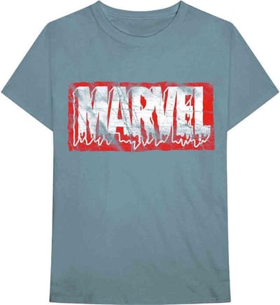 Marvel Marvel - Distressed Dripping Logo Heren T-shirt - S - Blauw