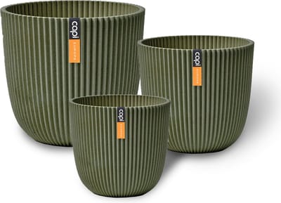 Capi Europe - Cadeauset Pot bol Groove 'made with' kunstgras groen - Kunstgras groen - Bloempotten voor binnen en buiten - Capi ‘Made with’ - Gemaakt van gerecycled materiaal - Levenslang garantie - Cadeauset