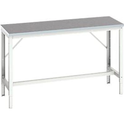 Bott Werkbank Verso - met set dwarsverbindingen - B 1500 x D 600 x H 780 - 930 mm - draagvermogen tot 600 kg - linoleum werkblad - onderstel lichtgrijs RAL 7035