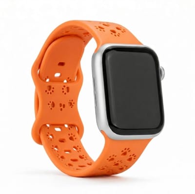 Oranje siliconen horlogebandje met pootafdruk design Geschikt voor Apple Watch 38 mm / 40 mm / 41 mm / 42 mm (serie 10 / 11) zacht flexibel ademend sportief polsbandje