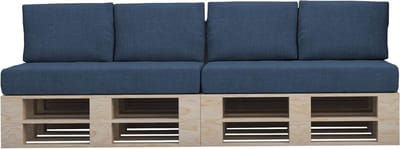 Palletkussen - Tuinkussen Hoekbank - Buiten Zitten - Afneembare Hoes - Set Van 6 - Blauw