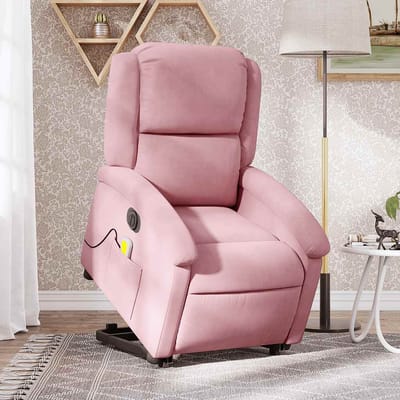 vidaXL - Sta-op-massagestoel - elektrisch - verstelbaar - fluweel - roze