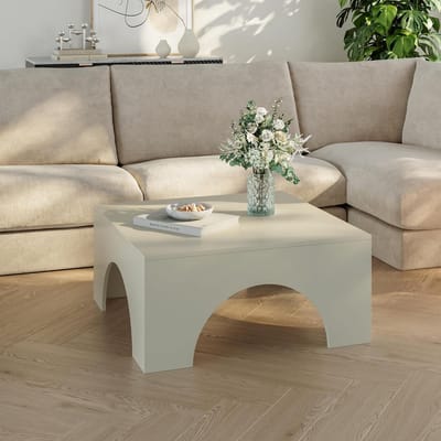 Moderne vierkante salontafel 80x80 cm met ruim tafelblad in havermout kleur