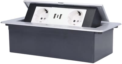 Dailygoody - 16A Vloerstopcontact - Dual USB - Ingebouwd en Pop-up - Roestvrij staal - Geschikt voor kantoor en woning - 250V