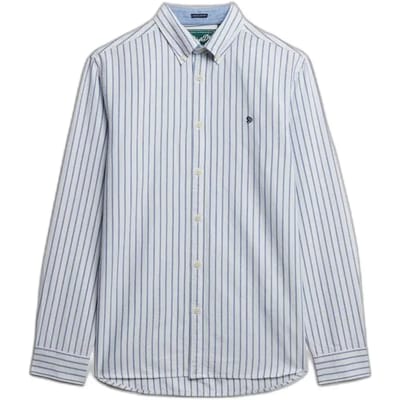 Superdry Overhemd Preppy Oxford Ls Shirt M4011100a J8p Classic Blue/optic Stripe Mannen Maat - S