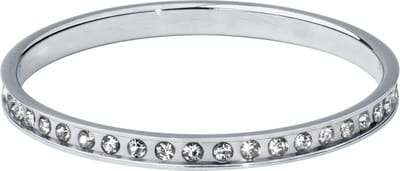 Quiges Stapelring Dames - Vulring Grijs Zirkonia - RVS Zilverkleurig - Maat 20 - Hoogte 2mm