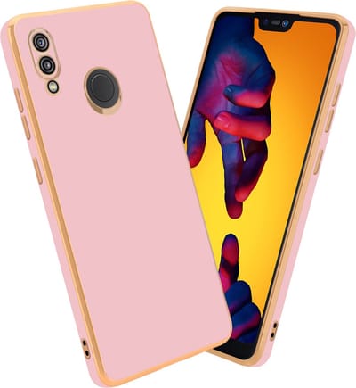 Cadorabo Hoesje geschikt voor Huawei P20 LITE 2018 / NOVA 3E in Glossy Roze - Goud - Beschermhoes Case Cover van flexibel TPU-silicone en met camerabescherming