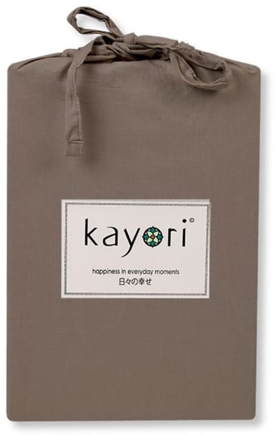 Kayori Kai Hoeslaken Katoen - 90x210-220cm - Matrasdikte 35cm - Rondom Elastiek - Taupe