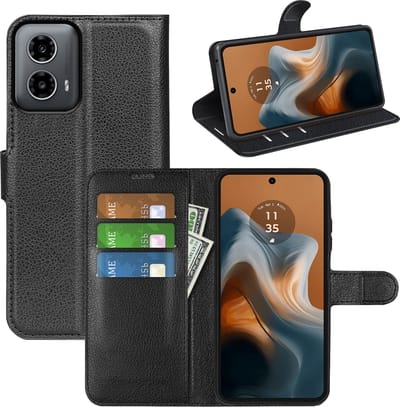 MobyDefend Hoesje - Geschikt voor Motorola Moto G34 - Kunstleren Wallet Book Case (Sluiting Voorkant) - Zwart