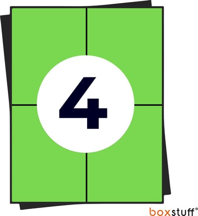 Boxstuff A4 Stickervellen Groen - Verzend Etiketten Stickers - Geschikt Inktjet en Laser Printers - 4 Per Vel - 105x148MM