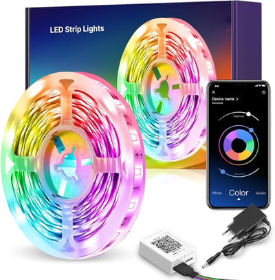 LED Strip 10 meter met Muzieksynchronisatie en Kleurverandering – Smart App Bediening voor Sfeervolle Verlichting