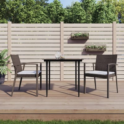 vidaXL - 3-delige - Tuinset - met - kussens - poly - rattan - en - staal