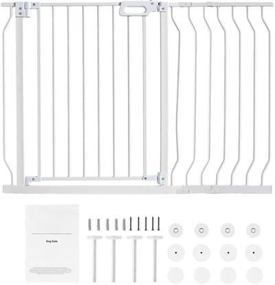 Babyhek, 75-122 Cm Extra Breed, 76,2 Cm Hoog, Easy Step Walk-Thru Veiligheidshek voor Kinderen En Huisdieren met Automatisch Sluitmechanisme