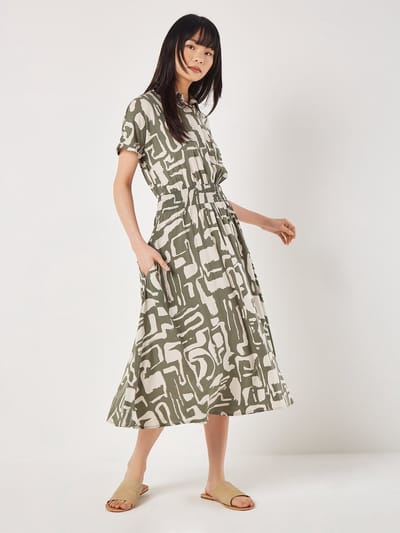 Geo Grecian-shirt midi-jurk