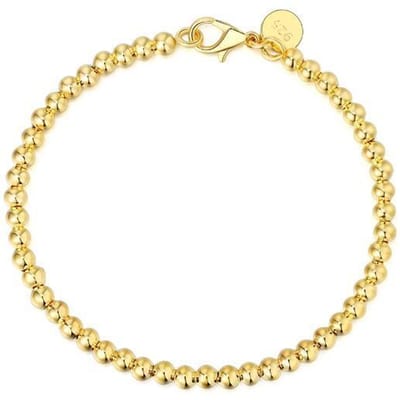Lekani 100% Argent Sterling Massif Véritable 925 Mode Bracelet Chaîne Perles 4mm 20cm Pour Adolescentes Dame Cadeau Femmes Bijoux Fins or