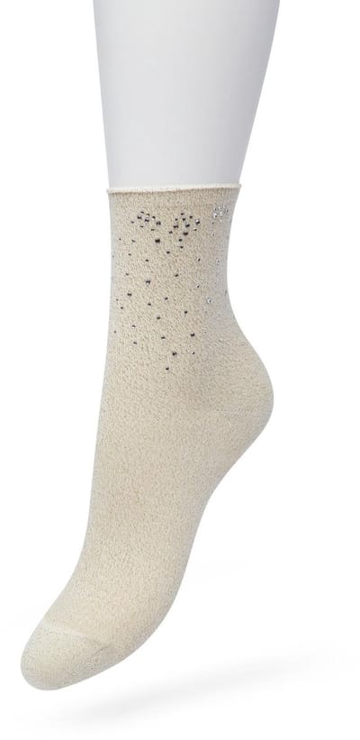 Bonnie Doon Dames Sokken met Strass Steentjes maat 36/42 Goud - Glitters en Strass Steentjes - Feestelijk - Feestdagen Sok - Zacht en Zeer Comfortabel - Uitstekende Pasvorm - Lurex Glitters - Glitter Sokken - Goudkleurig - Gold - LL201105.232