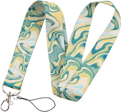 Travel Cords - Keycord Golven Geel-Groen - stevig lanyard - sleutelhanger - sleutelkoord - met telefoonkoord - sleutels