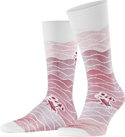 FALKE Plage gedessineerd katoen Sokken heren rood - maat 39-42
