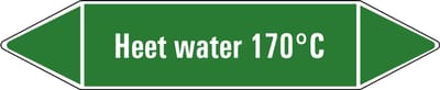 Heet water 170°C leidingmarkering op vel 179 x 37 mm - 5 per vel