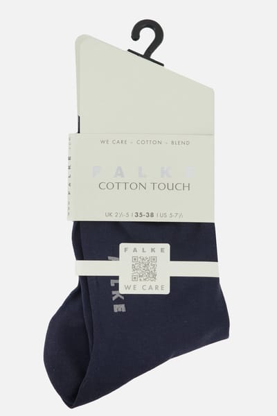 FALKE Cotton Touch eenkleurig katoen sokken dames blauw - maat 35-38