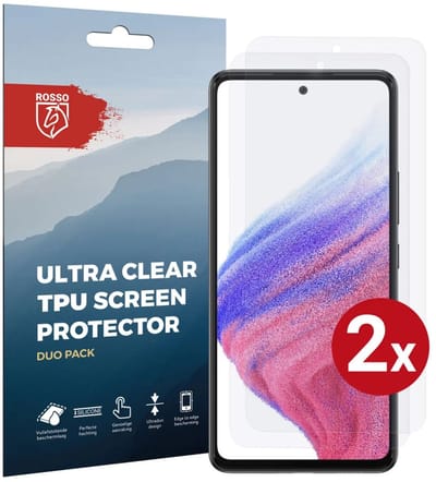Rosso Screen Protector Ultra Clear Duo Pack Geschikt voor Samsung Galaxy A53 | TPU Folie | Case Friendly | 2 Stuks