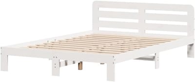 Bedframe Grenenhout - Houten Ledikant - Goede Nachtrust - Extra Opbergruimte - 135x190 cm - Wit
