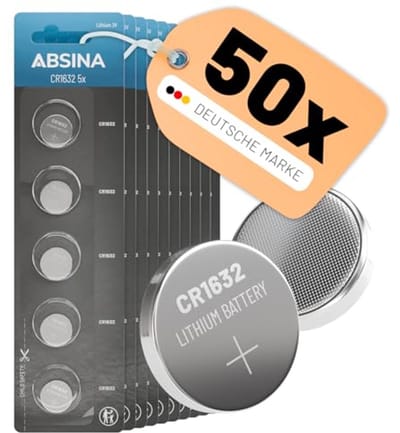 Lithium knoopcel CR1632, 3V, 10 x 5 stuks - Lekvrij en lange houdbaarheid voor autosleutels en horloges