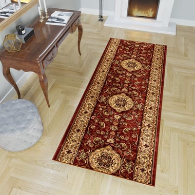 Tapiso Yesemek Tapijtloper Rood Klassiek Woonkamer Gang Vloerkleed Maat- 60x100