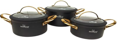 Exelence pannenset 6 delig 18-20-24 cm. Alle warmtebronnen. Gesmeed aluminium. Antiaambaklaag.