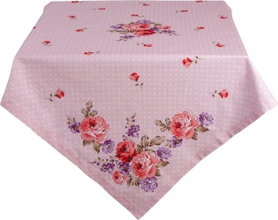 Clayre & Eef Tafelkleed 130x180 cm Roze Paars Katoen Rozen