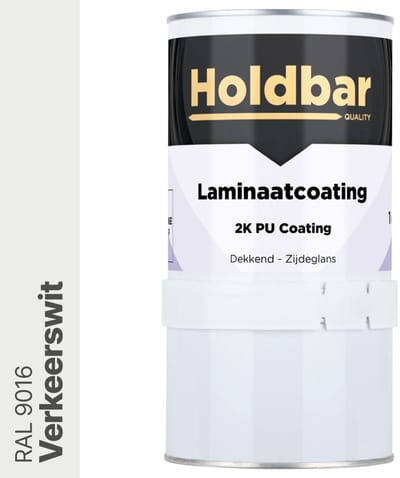 Holdbar Laminaatcoating Verkeerswit (RAL 9016) 1 Kg - Laminaat Verf - Vloerverf - Alle Kleuren - Krasvast - UV-bestendig - Vergeelt niet - Gemakkelijk Schoonmaken - 2 Componenten