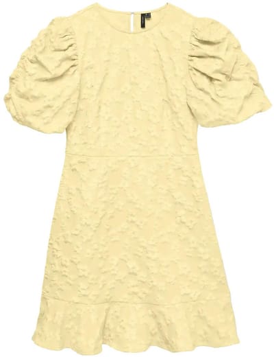 Vero Moda Jurk Vmfia Ss O-neck Short Dress Exp 10356464 Pastel Yellow Dames Maat - L