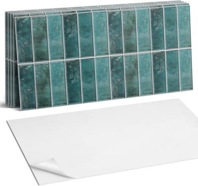 Coloray Plaktegels - Chique rechthoekige tegels Wandtegel Zelfklevend - 60 cm x 30 cm - Turkoois Plaktegels - 6 stuks - Rechthoek PVC Tegels - Plaktegels Keuken - Zelfklevende Vloertegels Badkamer - Vinyltegels Vloer Zelfklevend - Portugese Tegels