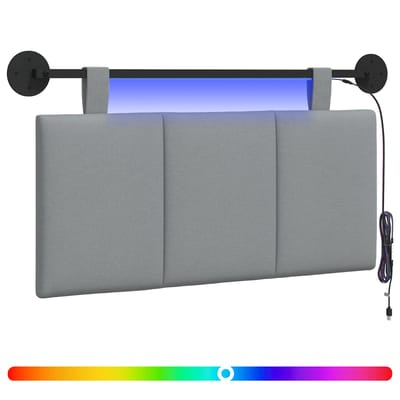vidaXL - Hangend - hoofdbord - Met - LED-verlichting - Lichtgrijs - Stof