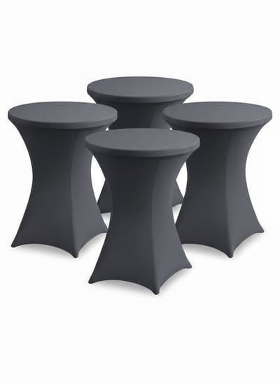 BRASQ Statafelrok Antraciet grijs - ∅80-74 x110 cm - Set van 4 - Statafelhoes - Stretch Rok - Tafelrok voor statafel