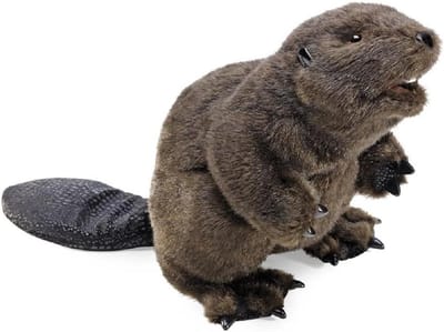 Beaver Handpop - Dierenpop Speelgoed - Rollenspel Stimuleren - Werkende Mond - 35 cm - Bruin