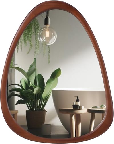 Asymmetrische Houten Wandspiegel - Decoratieve Onregelmatige Spiegel voor Woonkamer, Slaapkamer of Hal