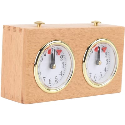 Horloge d'échecs Minuteur Analogique Rétro en Bois Compétition Chronométrage Outil Mécanique Haute Précision