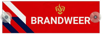 Brandweer autobordje met boorgaten en zuignapjes | Forex Re materiaal | 21 x 7 cm