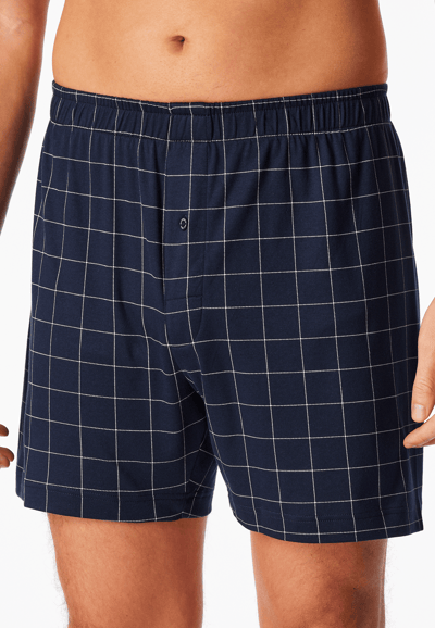 Boxershorts van fijn interlock, geruit, nachtblauw - Fine Interlock 9