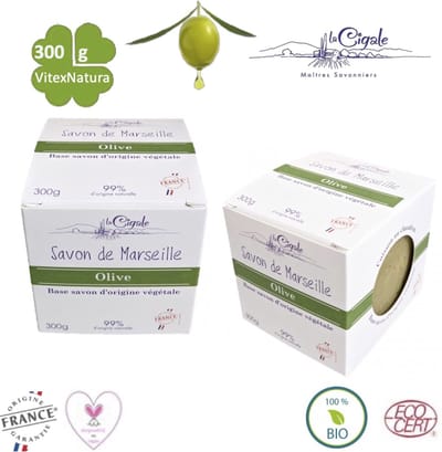 Savon De Marseille zeep 300g glycerine en OLIJF OLIE origineel Frans zeepblok CUBE La Cigale