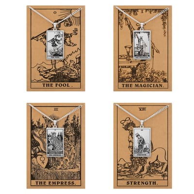Tarot Ketting 0 | 1 | 3 | 8 bundel - Beginning & Potential - Zilverkleurig Stainless Steel - Inclusief Rider-Waite Kaartjes - 60cm - Pax Amare