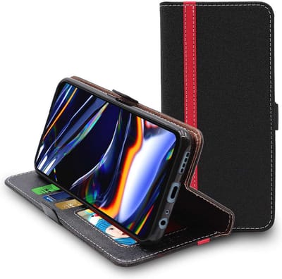 ebestStar - Hoes geschikt voor Realme 7 Pro, Wallet Etui, Book case hoesje, Zwart, Rood