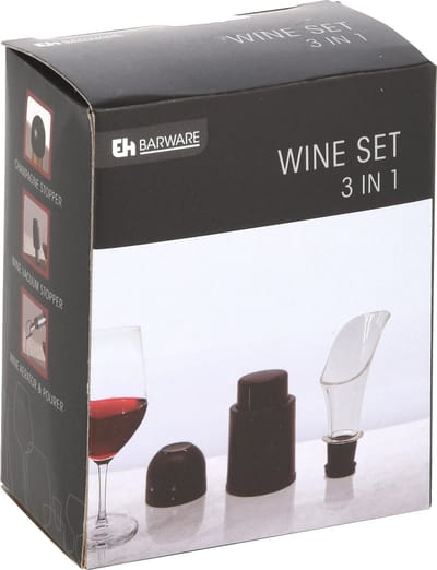 Excellent Houseware Wijnset Zwart 3-delig
