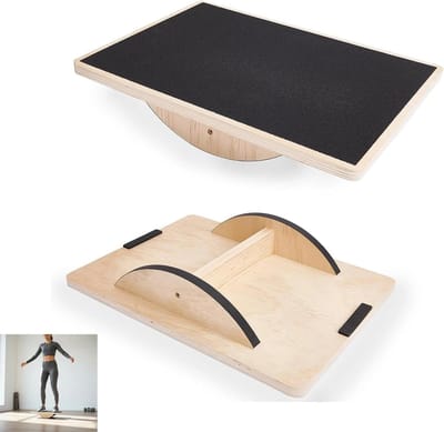 Houten balansbord voor rompspieren, antislip wiebelplank voor stabiliteitstraining en fysiotherapie, ideaal voor thuisgebruik en fitness