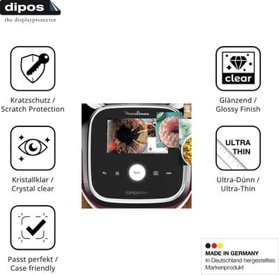 dipos – 2x Beschermfolie geschikt voor Moulinex i-Companion Touch Pro | Krasbestendige & heldere Screenprotector Ultra-Thin