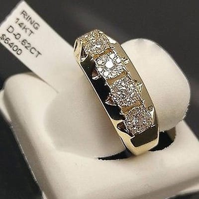 Luxe Edelsteen Trouwring Paardenoog Ronde Zirkoon Verguld Geelgoud Gescheiden Ring Europees en Amerikaans 8&Gold-color gray