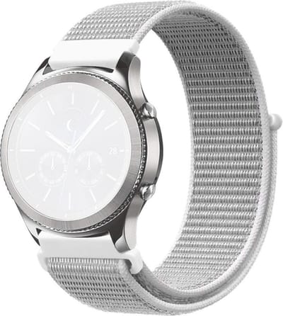 Nylon bandje - geschikt voor Samsung Galaxy Watch 7 / Watch FE / Watch 6 / Watch 6 Classic / Watch 5 / Watch 5 Pro / Watch 4 / Watch 4 Classic / Watch 3 41 mm / Active / Active 2 / Watch 42 mm - lichtgrijs